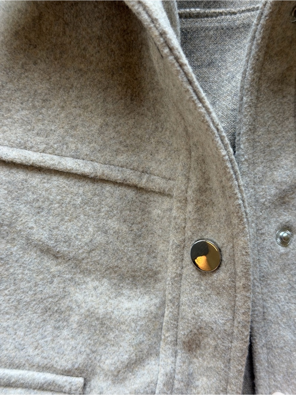 Zara Light Taupe Wool-Blend Cropped Pea Coat - Picture 3 of 4